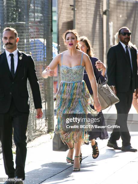 Mandy Moore is seen arriving at 'Jimmy Kimmel Live' on July 24, 2018 in Los Angeles, California.