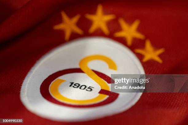 Logo of Galatasaray Football Club is seen in Ankara, Turkey on July 25, 2018.
