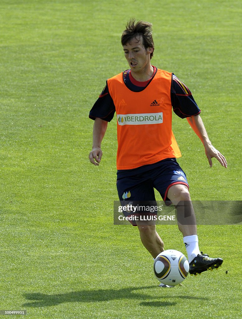Spain's forward David Silva takes part i