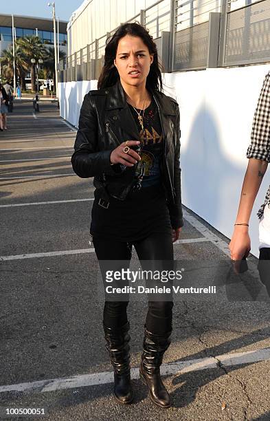 Actress Michelle Rodriguez departs for Naomi Campbell's birthday party during the 63rd Annual International Cannes Film Festival on May 22, 2010 in...