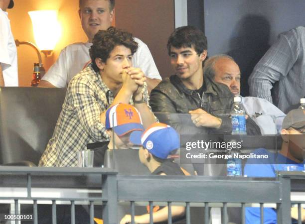 Nick Jonas and Joe Jonas visit Citi Field on May 22, 2010 in New York City.