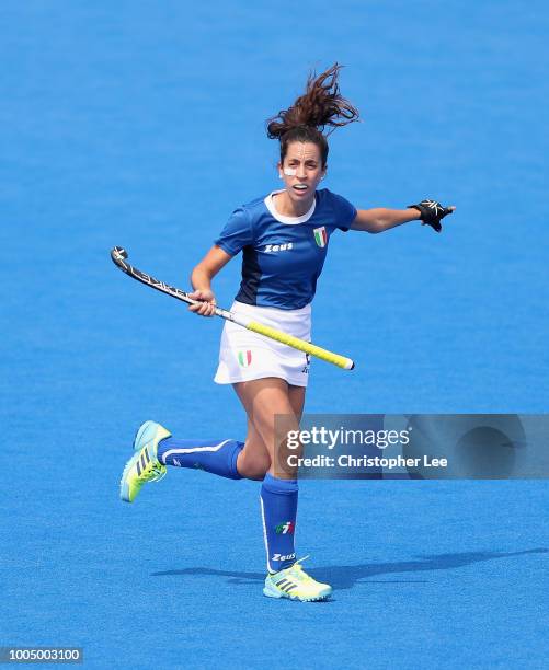 Lara Oviedo of Italy in action during the Pool A game between China and Italy of the FIH Womens Hockey World Cup at Lee Valley Hockey and Tennis...