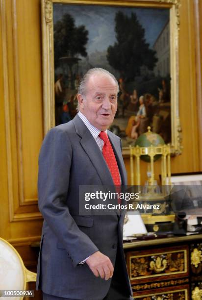 King Juan Carlos of Spain attends an audience with COTEC Foundation at the Zarzuela Palace on May 25, 2010 in Madrid, Spain.