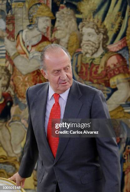 King Juan Carlos of Spain attends an audience with COTEC Foundation at the Zarzuela Palace on May 25, 2010 in Madrid, Spain.