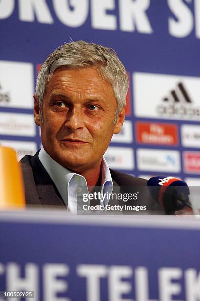 Head coach Armin Veh look on during a press conference to present the new head coach Armin Veh and the new sport director Bastian Reinhardt of...