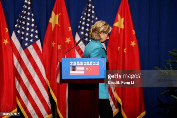 Secretary of State Hillary Clinton attends U.S. Delegation Press Conference following the China-U.S. Strategic and Economic Dialogue on May 25, 2010...