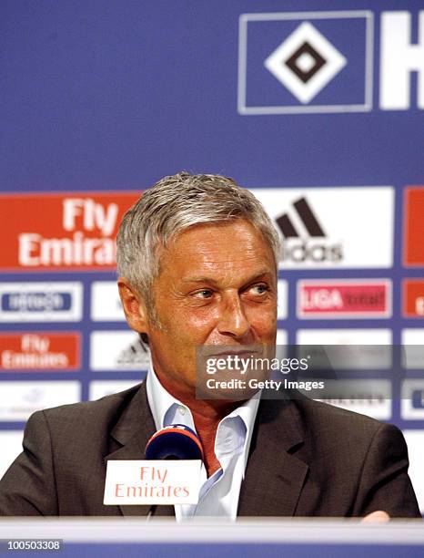 Head coach Armin Veh looks on during a press conference to present the new head coach Armin Veh and the new sport director Bastian Reinhardt of...