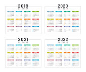 Years 2019 2020 2021 2022 calendars
