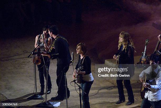 Molly Cherryholmes, Skip Cherryholmes, Cia Cherryholmes, Sandy Cherryholmes and BJ Cherryholmes perform during Bluegrass Underground at the...