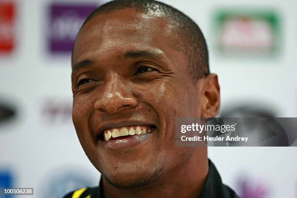 Left-back Gilberto, of Brazil National Soccer Team, speaks during a press conference at Caju Training Center on May 25, 2010 in Curitiba, Brazil.