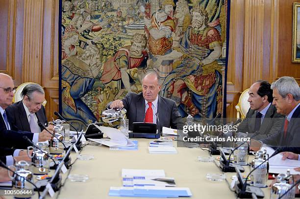 King Juan Carlos of Spain attends an audience with COTEC Foundation at the Zarzuela Palace on May 25, 2010 in Madrid, Spain.