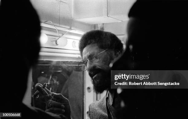 View of jazz tenor saxophonist Sonny Rollins backstage at the Jazz Showcase, Chicago, IL, 1972.