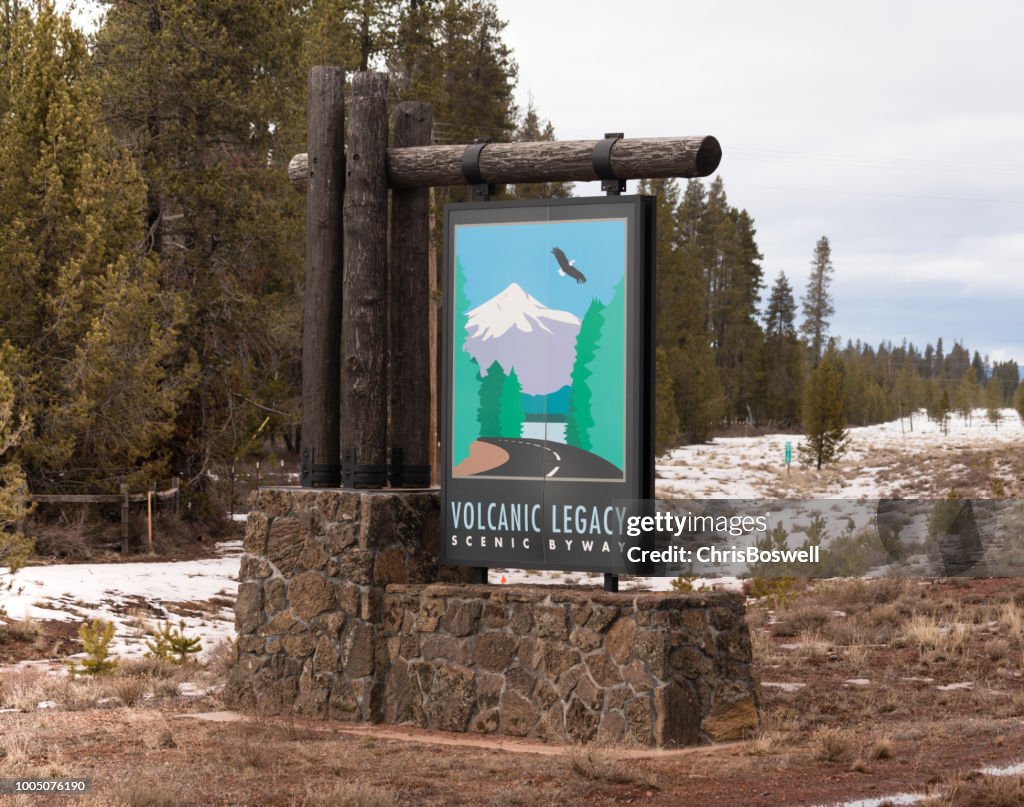 Sign Marking Travelers Entry Into Volcanic Legacy Scenic Byway Oregon ...