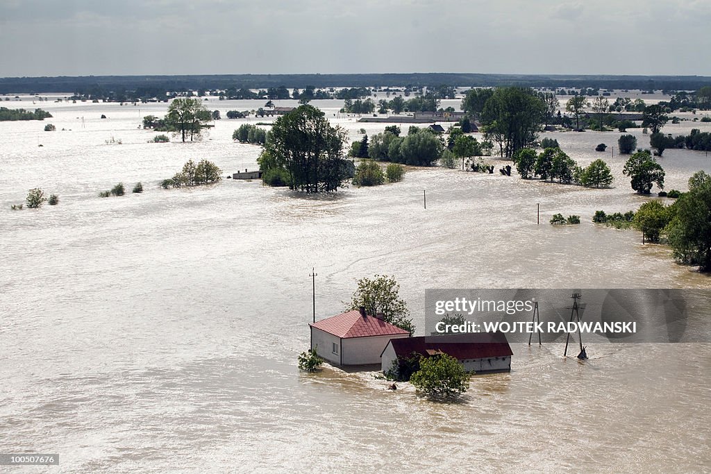 Aerial view shows the flooded area of Sw