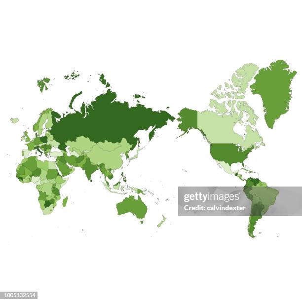 world map asia centered - pacific ocean stock illustrations