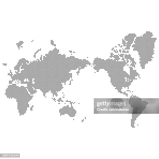 world map pixelated asia centered - japan vector stock illustrations