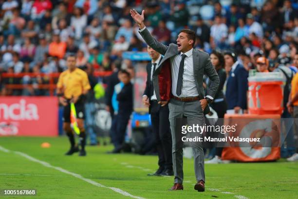 Diego Alonso, coach of Monterrey gestures during the 1st round match between Pachuca and Monterrey as part of the Torneo Apertura 2018 Liga MX at...