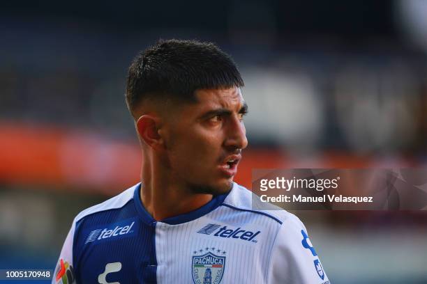 Victor Guzman of Pachuca looks on during the 1st round match between Pachuca and Monterrey as part of the Torneo Apertura 2018 Liga MX at Hidalgo...