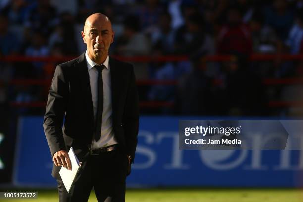 Francisco Ayestarán, Head coach of Pachuca during the 1st round match between Pachuca and Monterrey as part of the Torneo Apertura 2018 Liga MX at...