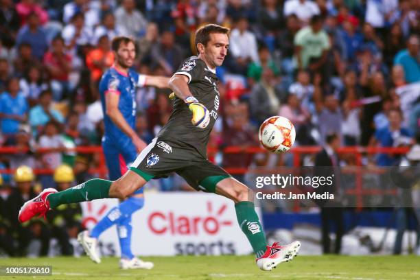 Marcelo Barovero of Monterrey kicks the ball during the 1st round match between Pachuca and Monterrey as part of the Torneo Apertura 2018 Liga MX at...