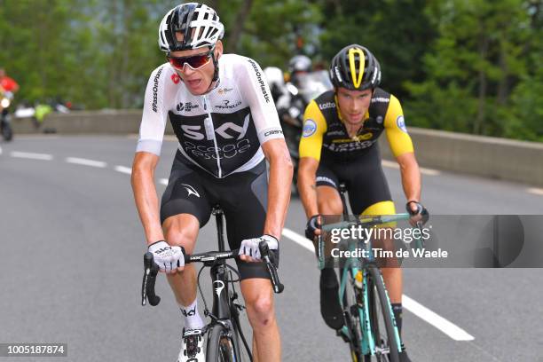 Primoz Roglic of Slovenia and Team LottoNL - Jumbo / Christopher Froome of Great Britain and Team Sky / during the 105th Tour de France 2018, Stage...