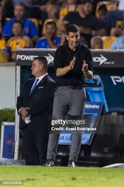 Gustavo Diaz, coach of Leon, gives instructions during the 1st round match between Tigres UANL and Leon as part of the Torneo Apertura 2018 Liga MX...