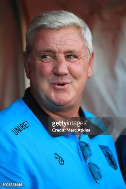 Steve Bruce manager of Aston Villa during the Pre-Season Friendly between Aston Villa v West Ham United at Banks' Stadium on July 25, 2018 in...