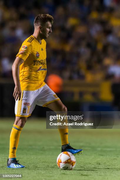 Andre-Pierre Gignac of Tigres controls the ball during the 1st round match between Tigres UANL and Leon as part of the Torneo Apertura 2018 Liga MX...