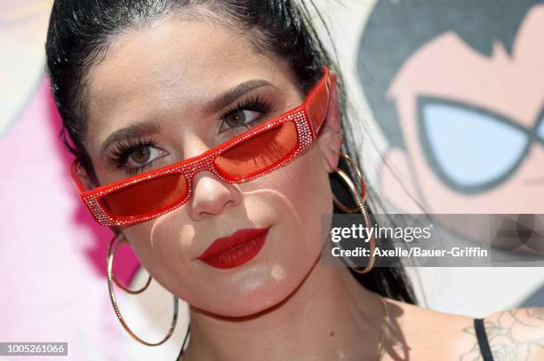 Singer Halsey arrives at the Los Angeles premiere of Warner Bros. Animations' 'Teen Titans Go! To the Movies' at TCL Chinese Theatre IMAX on July 22,...