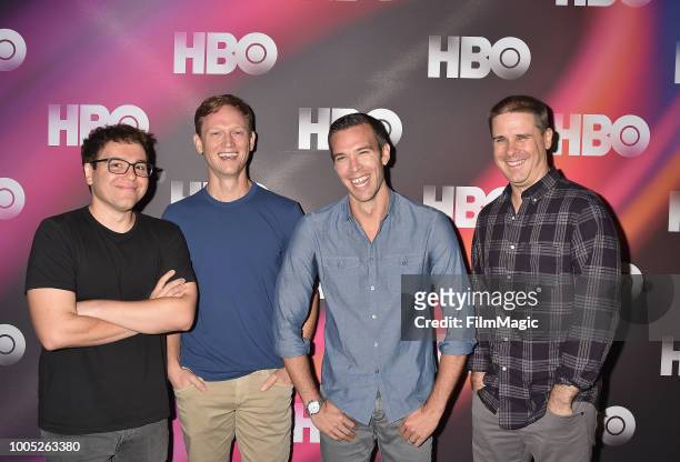 Jon Lovett, Tommy Vietor, Jon Favreau and Dan Pfeiffer attend HBO Summer TCA 2018 at The Beverly Hilton Hotel on July 25, 2018 in Beverly Hills,...