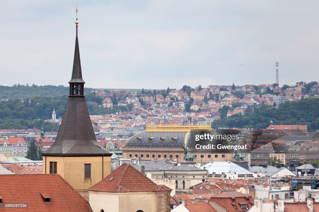 St. Giles' Church and the National Theater of Prague