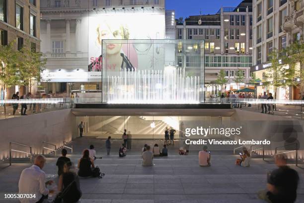 General view during the Apple store opening in Milan at Piazza Liberty on July 25, 2018 in Milan, Italy.