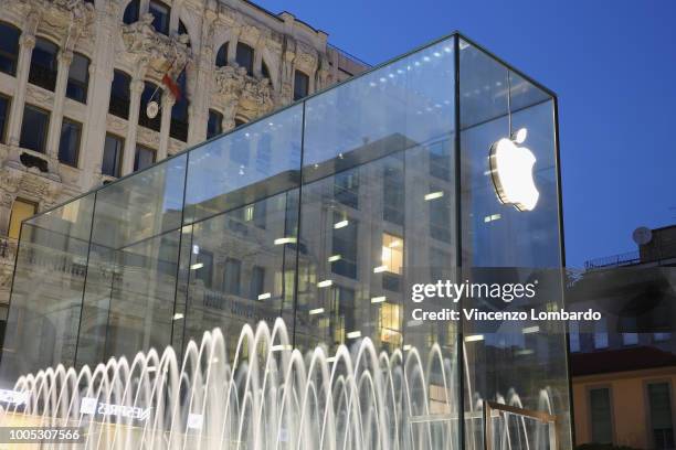 General view during the Apple store opening in Milan at Piazza Liberty on July 25, 2018 in Milan, Italy.