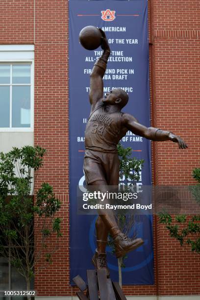 Brian Hanlon's statue of former Auburn Tigers basketball player Charles Barkley stands outside Auburn Arena, home of the Auburn Tigers basketball...