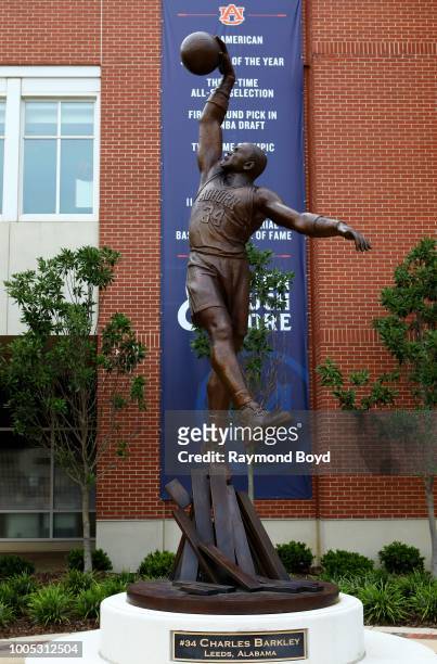 Brian Hanlon's statue of former Auburn Tigers basketball player Charles Barkley stands outside Auburn Arena, home of the Auburn Tigers basketball...