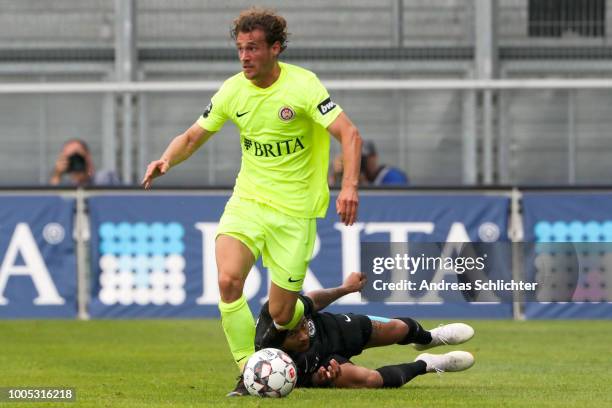 Jules Schwadorf of SV Wehen Wiesbaden during the Pre Season Friendly Match between SV Wehen Wiesbaden and Eintracht Frankfurt at BRITA-Arena on July...