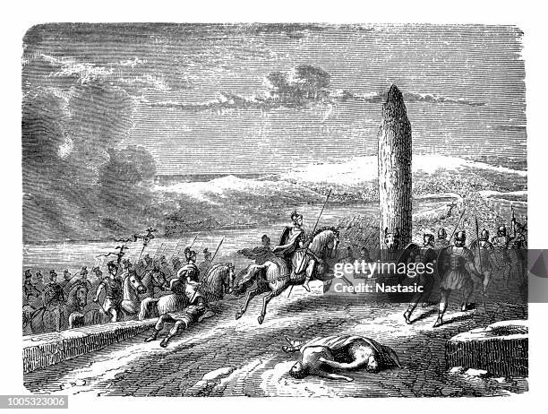 ilustrações, clipart, desenhos animados e ícones de desembarque de agricola e suas legiões na britânia (77 ad) - ocupação militar