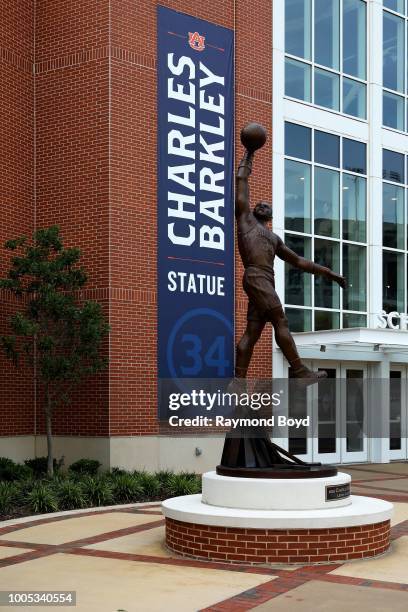 Brian Hanlon's statue of former Auburn Tigers basketball player Charles Barkley stands outside Auburn Arena, home of the Auburn Tigers basketball...