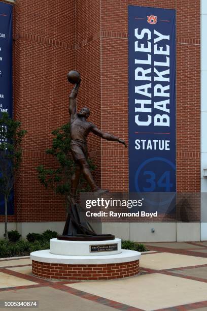 Brian Hanlon's statue of former Auburn Tigers basketball player Charles Barkley stands outside Auburn Arena, home of the Auburn Tigers basketball...