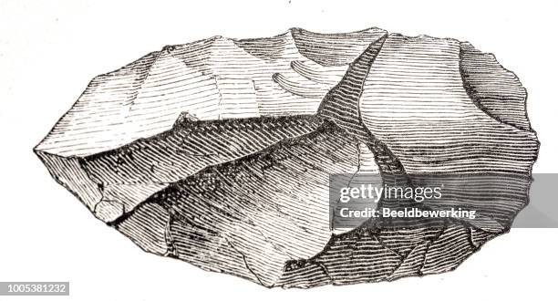 flint tool sharp by breaking - geology tools stock illustrations