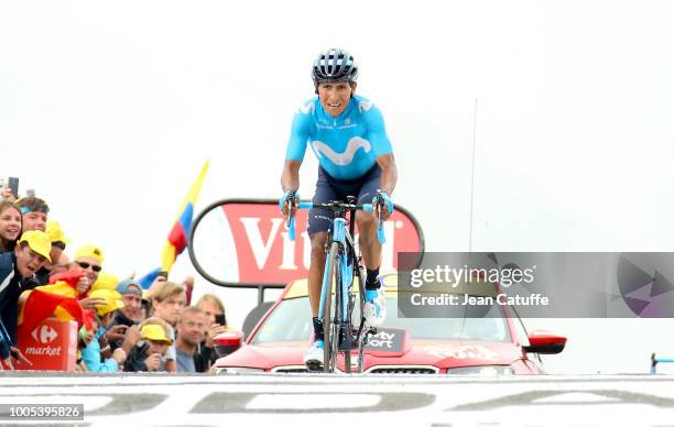 Nairo Quintana of Colombia and Movistar Team winning stage 17 of Le Tour de France 2018 between Bagneres-de-Luchon and Saint-Lary-Soulan, Col du...