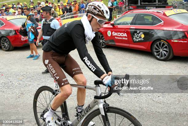 Romain Bardet of France and AG2R La Mondiale looking dejected following stage 17 of Le Tour de France 2018 between Bagneres-de-Luchon and...