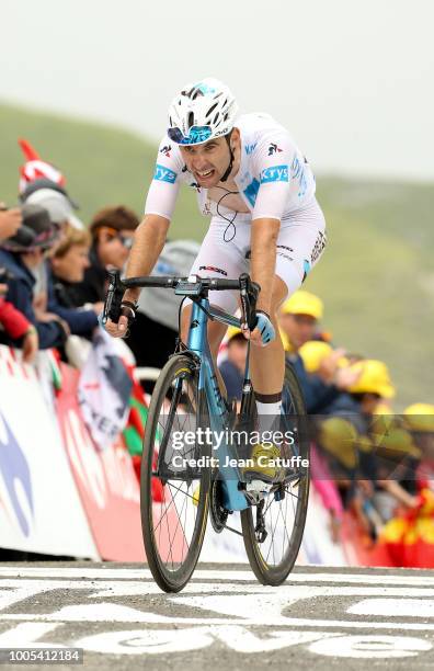 White jersey of best young rider Pierre Roger Latour of France and AG2R La Mondiale finishing stage 17 of Le Tour de France 2018 between...