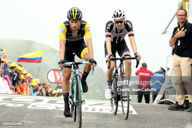 Primoz Roglic of Slovenia and Team Lotto NL Jumbo, Tom Dumoulin of the Netherlands and Team Sunweb finishing stage 17 of Le Tour de France 2018...