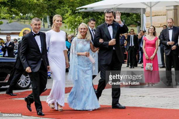 State Premier Markus Soeder next to his wife Karin Baumueller as they arrive with Czech Prime Minister Andrej Babis and his wife Monika Babisova...