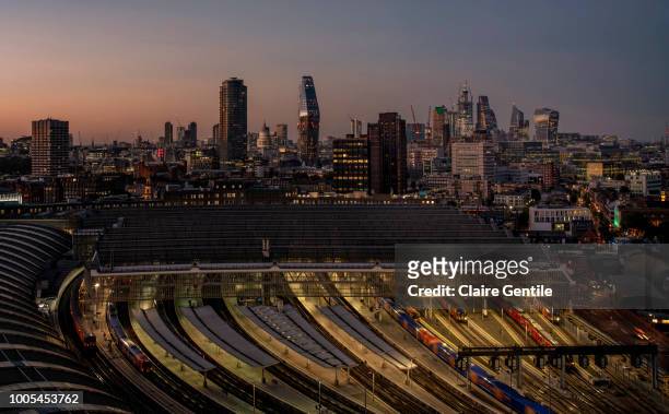 london city view- aerial - waterloo railway station london stock pictures, royalty-free photos & images