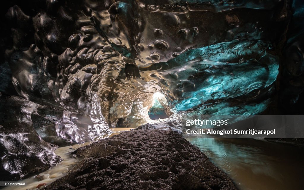 Entrance of an ice cave inside Vatnajokull glacier in southern Iceland.