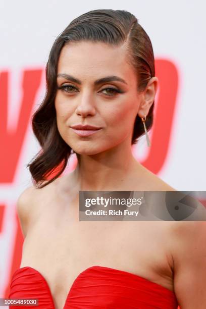 Mila Kunis attends the premiere of Lionsgate's "The Spy Who Dumped Me" at Fox Village Theater on July 25, 2018 in Los Angeles, California.