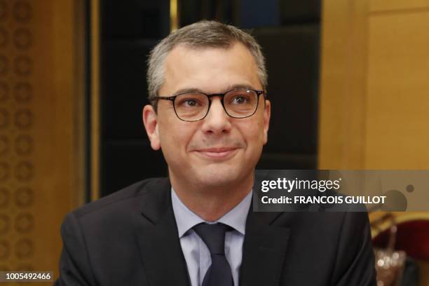 French President's chief of staff Alexis Kohler appears before the Senate Law Commission in Paris on July 26, 2018 in the case of former top...