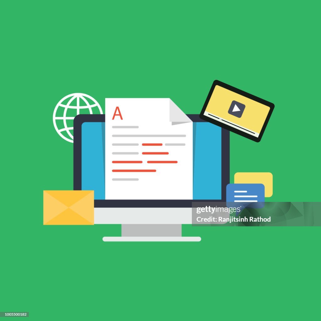 Online news, blog post or newspaper on news website flat vector illustration. News update digital content, blogging2.jpg